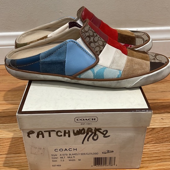 COACH Blakely Suede, Leather & Canvas Mules - Picture 4 of 11